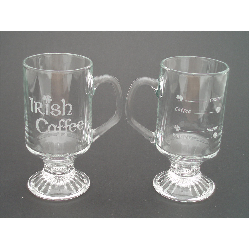 Etched Irish Coffee Glass Mugs (Set of 2)