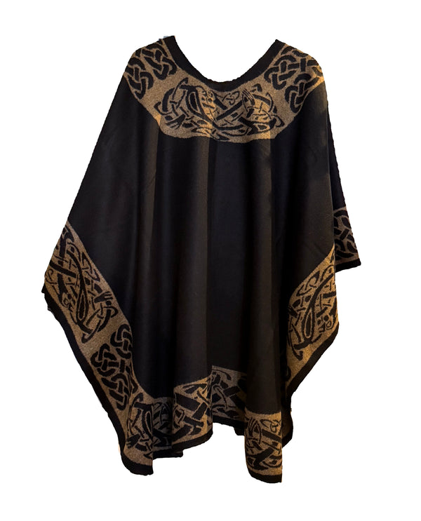 Jimmy Hourihan Celtic Border Shawl- Black/Camel