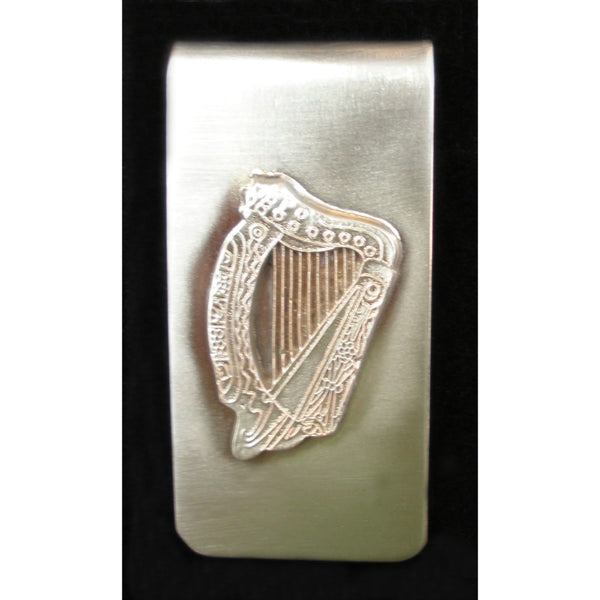 Brushed Pewter Irish Harp Money Clip