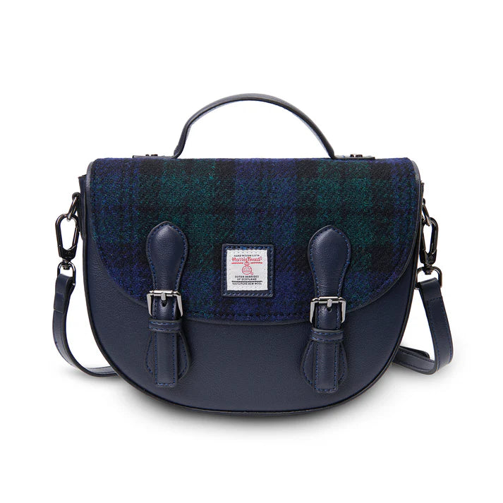 Islander Harris Tweed Medium Cobble Satchel 'Black Watch'