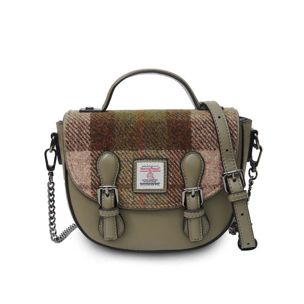 Islander Harris Tweed Medium Cobble Satchel 'Chestnut Tartan'