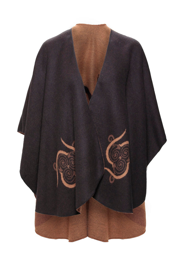 Jimmy Hourihan Celtic Triskele Shawl- Black/Brown/Camel