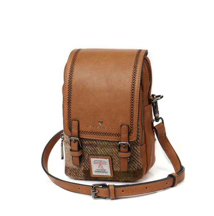 Islander Harris Tweed The Baby Jura Crossbody Bag 'Chestnut Tartan'