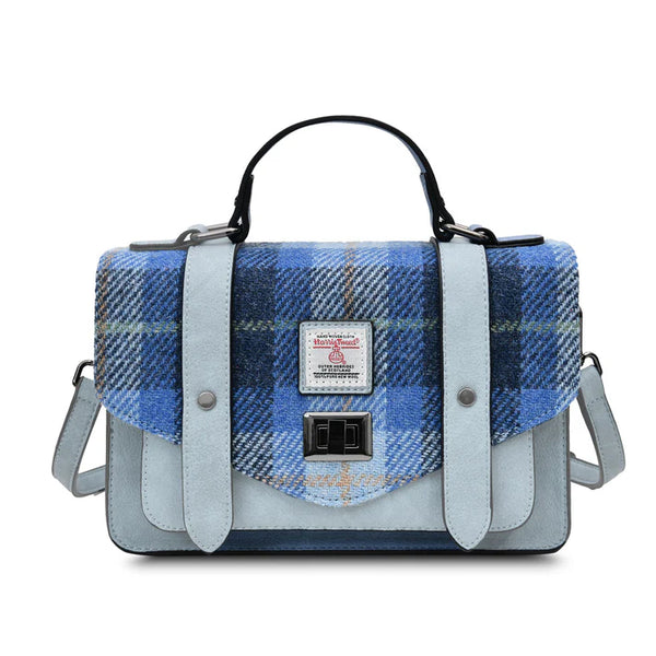 Islander Harris Tweed Medium Satchel 'Blue Tartan'