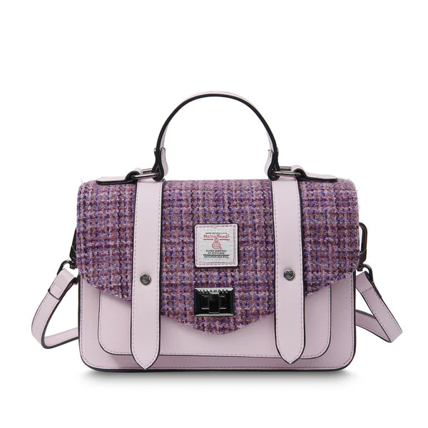 Islander Harris Tweed Medium Satchel 'Violet Mini Dogtooth'