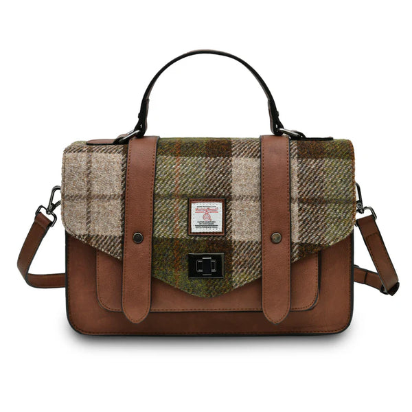 Islander Harris Tweed Large Satchel 'Chestnut Tartan'