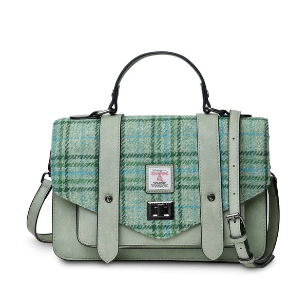 Islander Harris Tweed Large Satchel 'Mint Tartan'