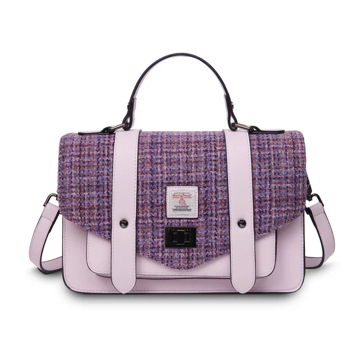 Islander Harris Tweed Large Satchel 'Violet Mini Dogtooth'