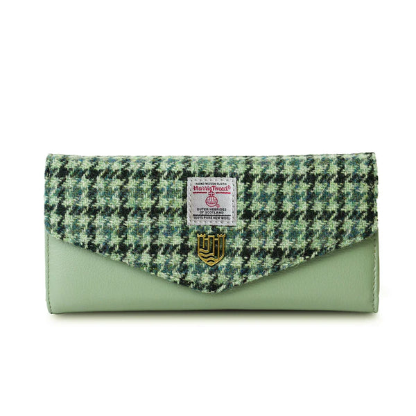 Islander Harris Tweed Large Clasp Clutch Purse 'Green Dogtooth'