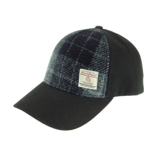 Glen Appin Grey and Black Tartan Harris Tweed Baseball Cap