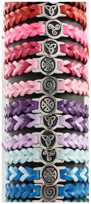 Celtic Disc Leather Wristband (Assorted Colours)