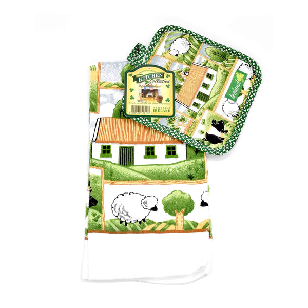 Connemara Kitchen Countryside Tea Towel And Pot Holder