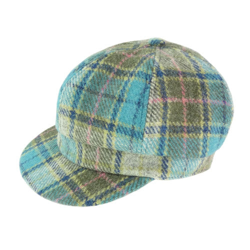 Glen Appin Ladies Turquoise Tartan Harris Tweed Cap