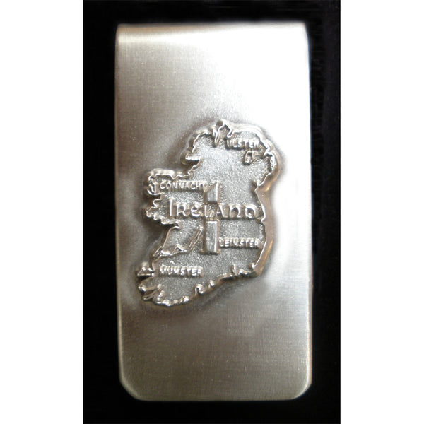 Brushed Pewter Map of Ireland Money Clip