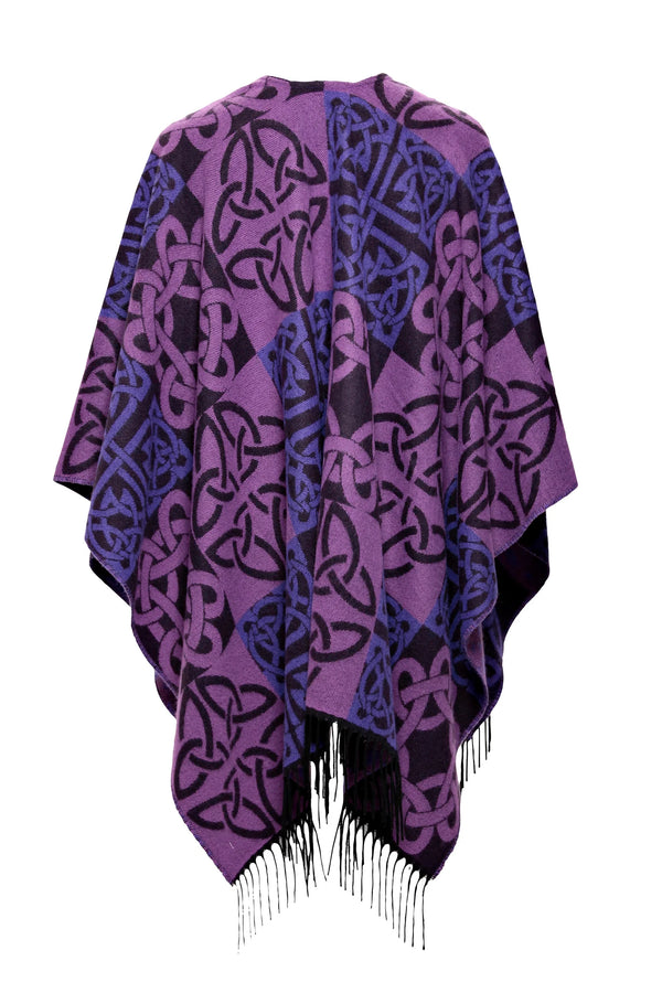 Fringed Shawl with Full Celtic Motif - Purple
