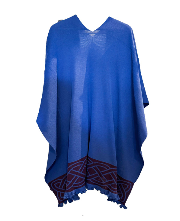 Jimmy Hourihan Celtic Knot Ruffle Shawl- Royal Blue/Eggplant