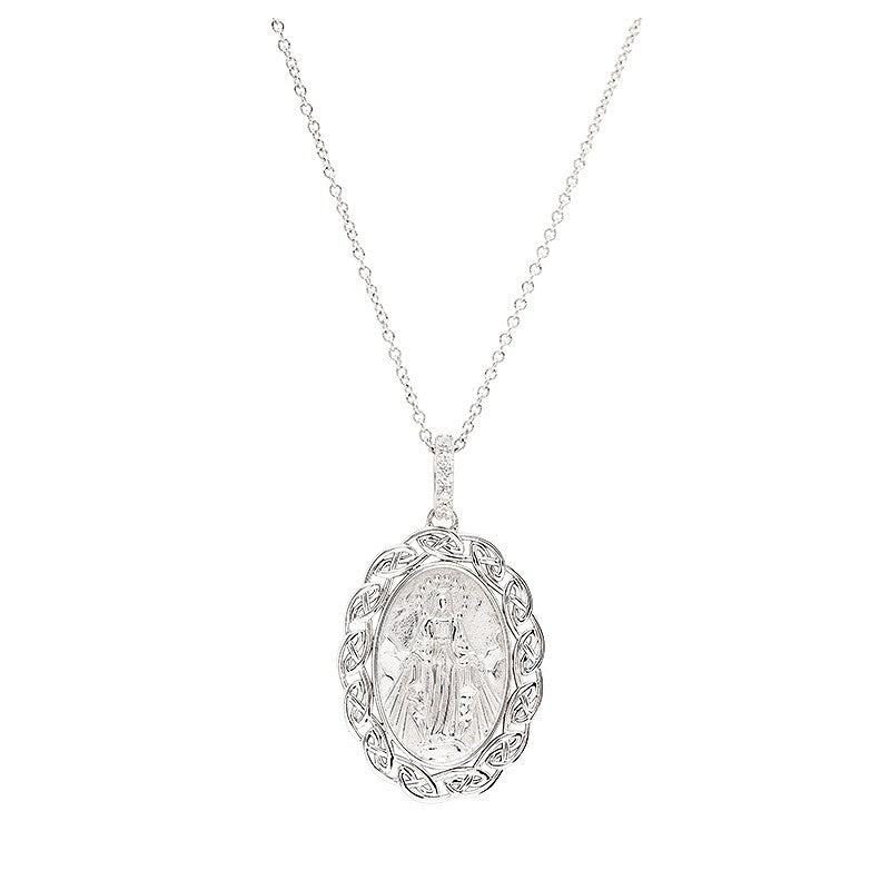 Sterling Silver Miraculous Medal with Celtic Knot Border