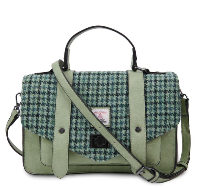 Islander Harris Tweed Large Satchel 'Fuchsia Tartan'