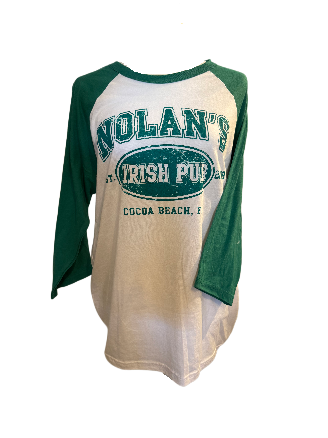 Nolan's Unisex Green/White Baseball 3/4 Sleeve