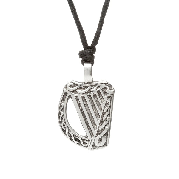 Celtic Legends Pewter Harp Necklace