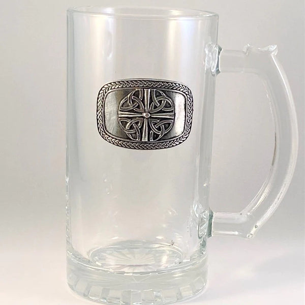 Glass Beer Tankard pewter design - Trinity