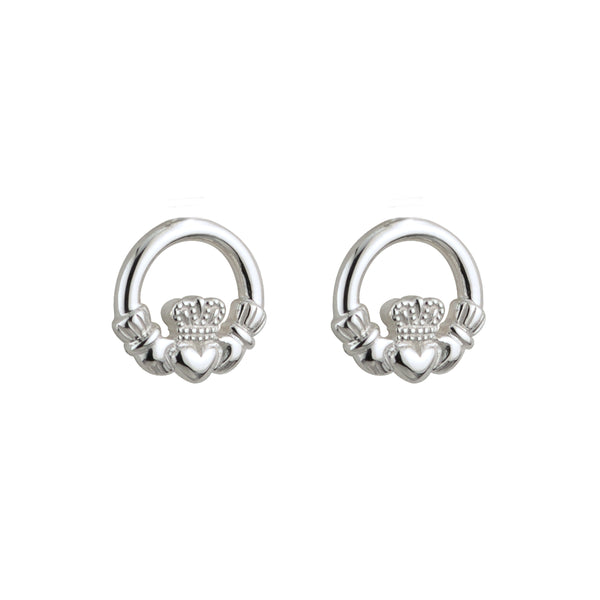 Kid's Sterling Silver Claddagh Stud Earrings