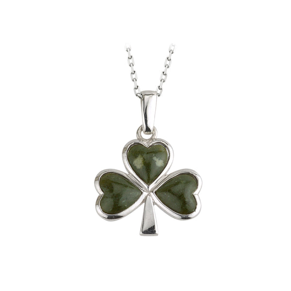 Connemara Marble and Sterling Silver Shamrock Necklace