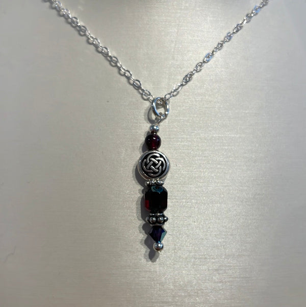 Celtic Knot with Red Garnet Pendant