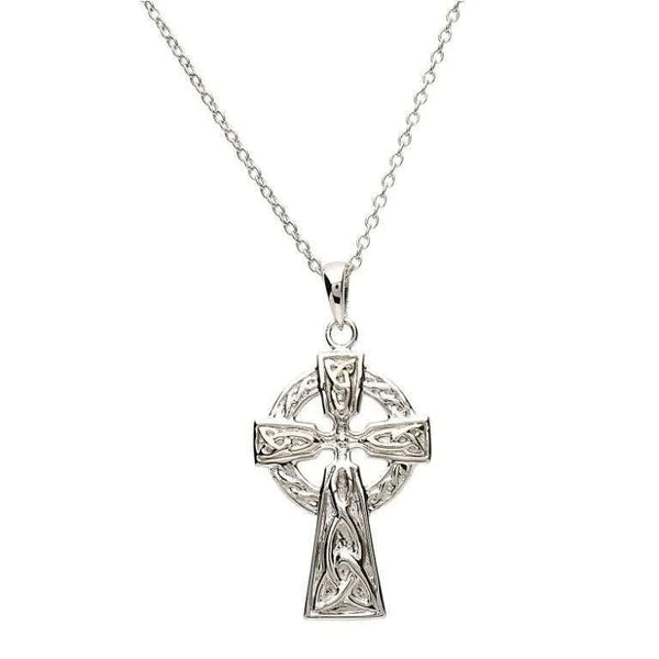 Sterling Silver Trinity Knot Celtic Cross Necklace