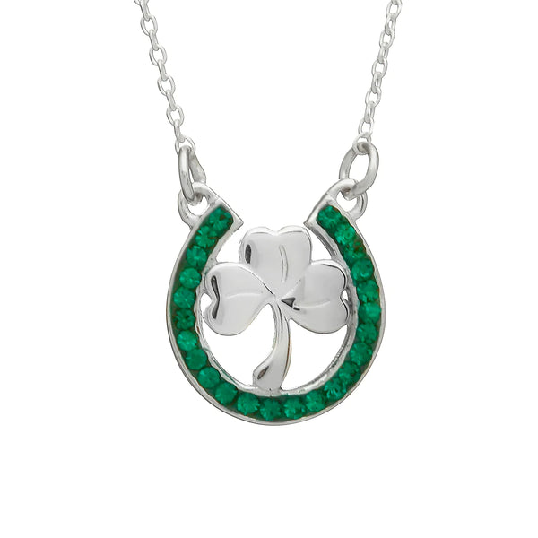 Shamrock Horseshoe with Green Stones